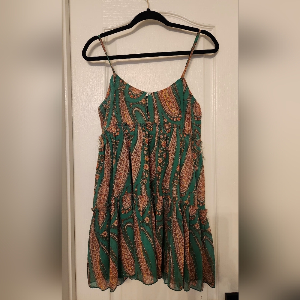 Urban Outfitters Green and Brown Paisley Mini Dress Small
